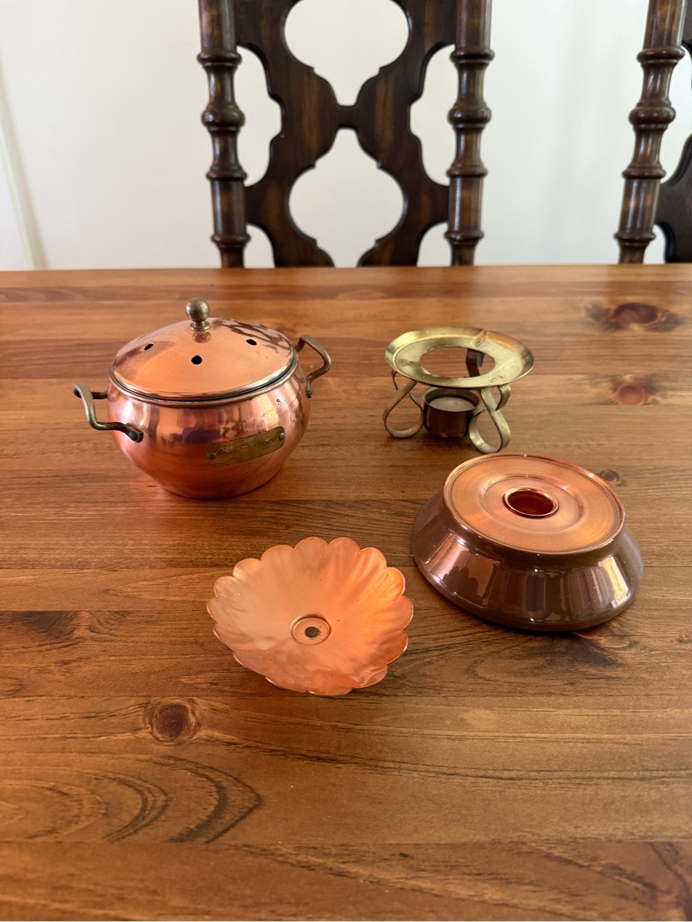 Copper Tone Multi-Piece Tabletop Warmer Set - Copper vintage